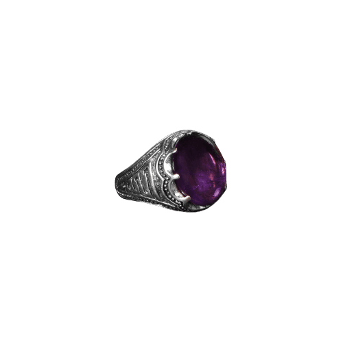 Amethyst Round Silver Ring