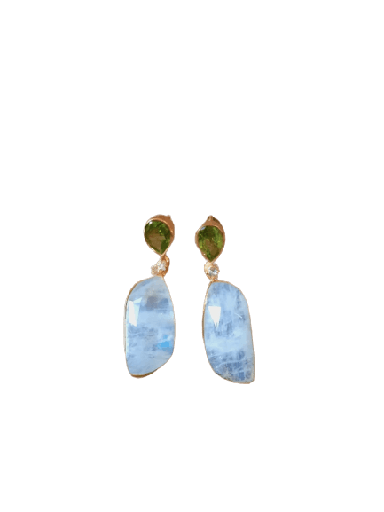 Tourmaline and Blue Aquamarine Earings