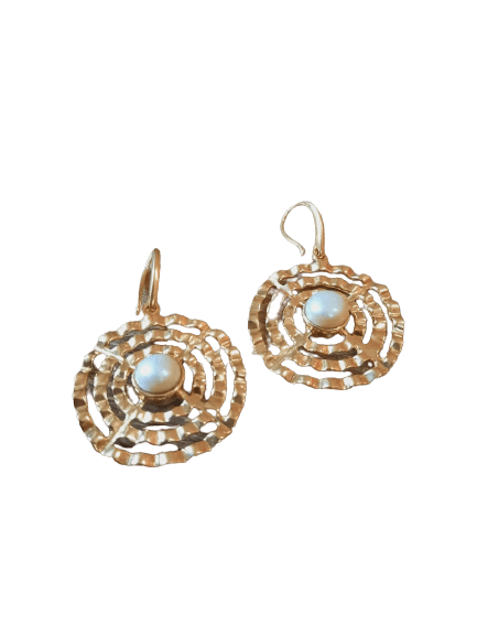 Silver Pearl Hanging Earrings.