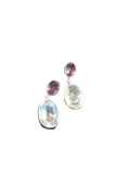 Amethyst and Clear Quartz Silver Earring