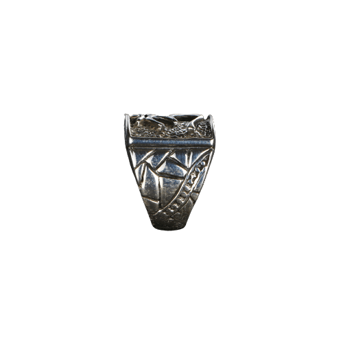 Om Silver Square Ring for Men
