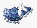 Silver Handicraft Blue Meenakari Work Pendant and Earings Set